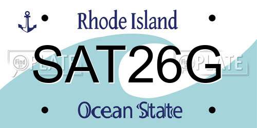 SAT26G Rhode Island License Plate