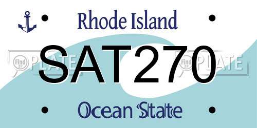 SAT270 Rhode Island License Plate