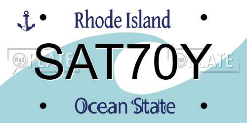 SAT70Y Rhode Island License Plate