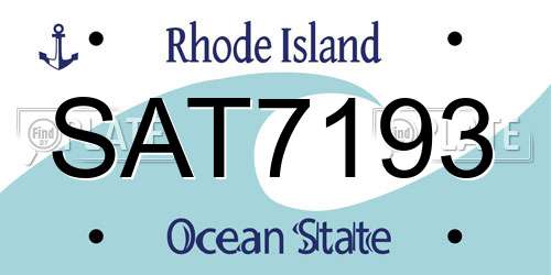 SAT7193 Rhode Island License Plate