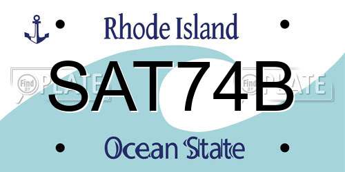SAT74B Rhode Island License Plate