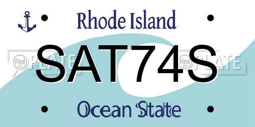 SAT74S Rhode Island License Plate