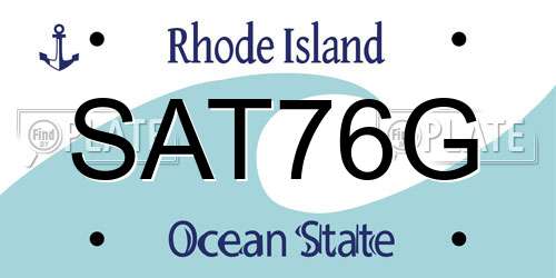 SAT76G Rhode Island License Plate