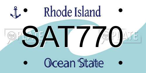 SAT770 Rhode Island License Plate