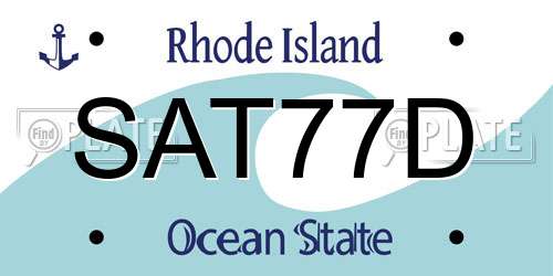 SAT77D Rhode Island License Plate