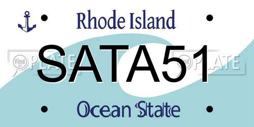 SATA51 Rhode Island License Plate