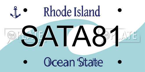 SATA81 Rhode Island License Plate