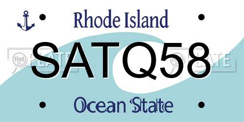 SATQ58 Rhode Island License Plate