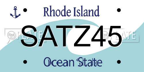 SATZ45 Rhode Island License Plate