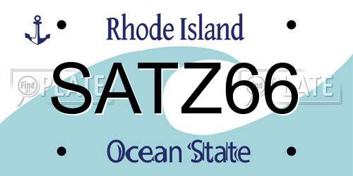 SATZ66 Rhode Island License Plate