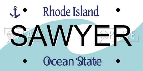 SAWYER Rhode Island License Plate