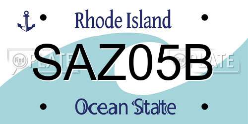 SAZ05B Rhode Island License Plate
