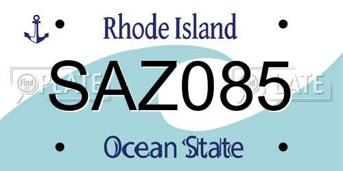 SAZ085 Rhode Island License Plate