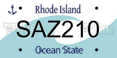 SAZ210 Rhode Island License Plate