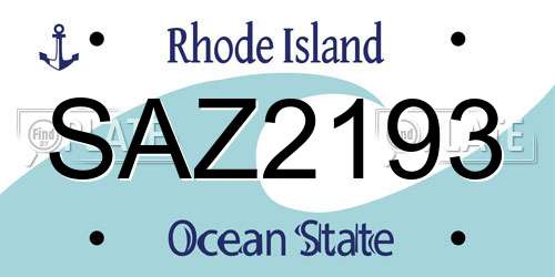 SAZ2193 Rhode Island License Plate