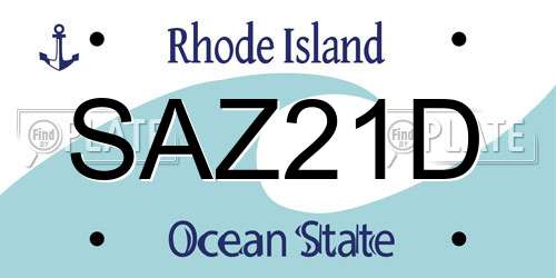 SAZ21D Rhode Island License Plate