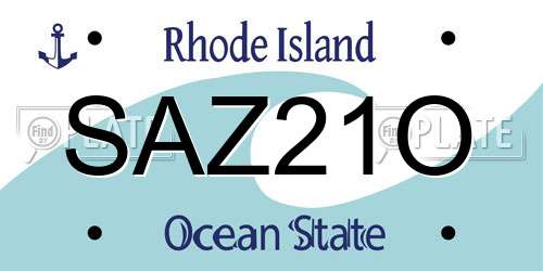 SAZ21O Rhode Island License Plate