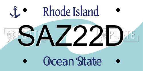 SAZ22D Rhode Island License Plate