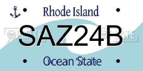 SAZ24B Rhode Island License Plate