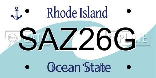 SAZ26G Rhode Island License Plate