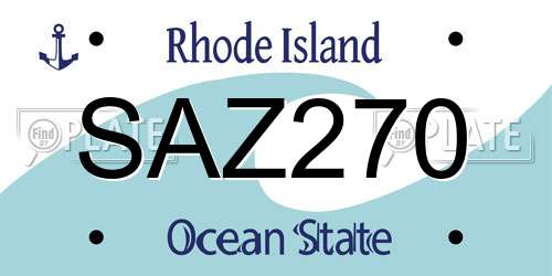 SAZ270 Rhode Island License Plate