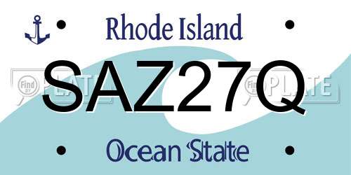 SAZ27Q Rhode Island License Plate