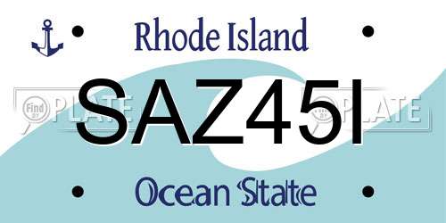 SAZ45I Rhode Island License Plate