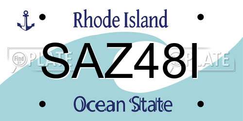 SAZ48I Rhode Island License Plate