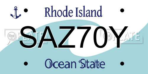 SAZ70Y Rhode Island License Plate