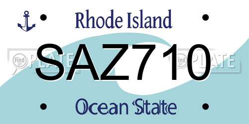 SAZ710 Rhode Island License Plate
