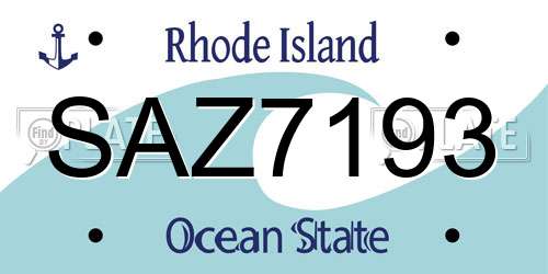 SAZ7193 Rhode Island License Plate