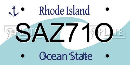 SAZ71O Rhode Island License Plate