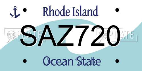 SAZ720 Rhode Island License Plate