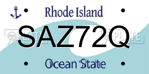 SAZ72Q Rhode Island License Plate