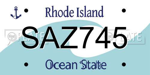 SAZ745 Rhode Island License Plate