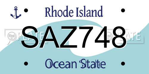 SAZ748 Rhode Island License Plate