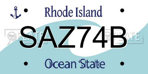 SAZ74B Rhode Island License Plate