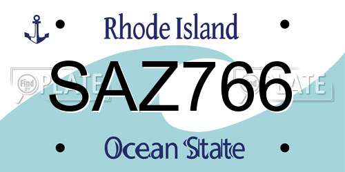 SAZ766 Rhode Island License Plate
