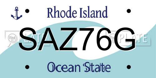 SAZ76G Rhode Island License Plate