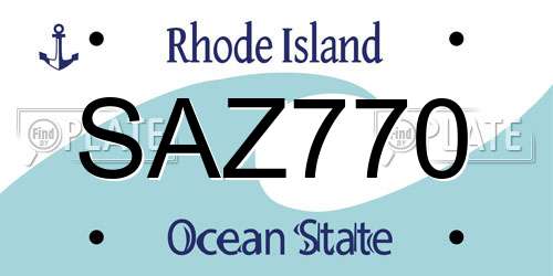 SAZ770 Rhode Island License Plate