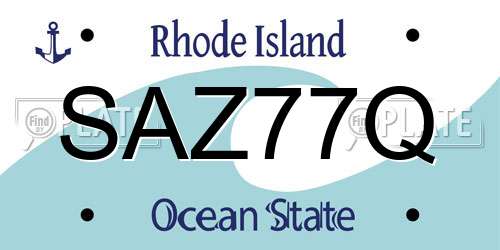 SAZ77Q Rhode Island License Plate