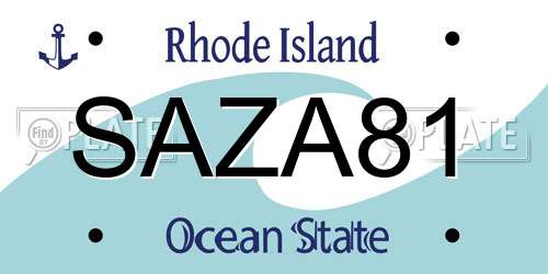 SAZA81 Rhode Island License Plate