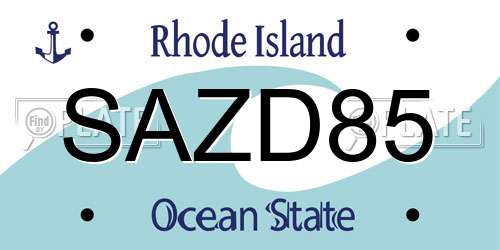SAZD85 Rhode Island License Plate