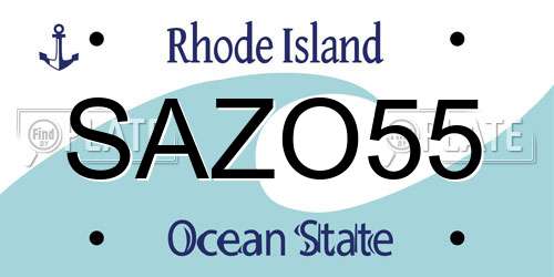 SAZO55 Rhode Island License Plate