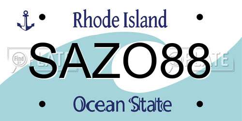 SAZO88 Rhode Island License Plate
