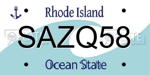 SAZQ58 Rhode Island License Plate