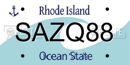 SAZQ88 Rhode Island License Plate