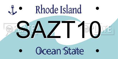 SAZT10 Rhode Island License Plate