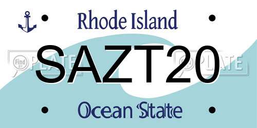 SAZT20 Rhode Island License Plate