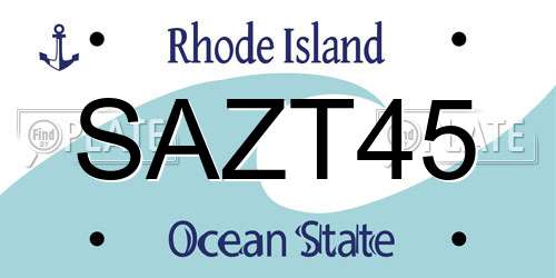 SAZT45 Rhode Island License Plate